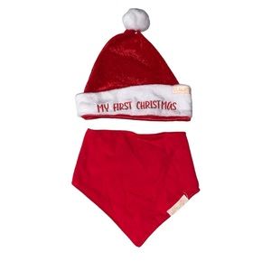 Baby Christmas Bib Santa Hat Set